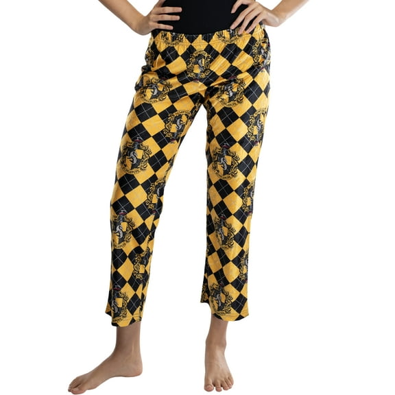 Harry Potter Junior Women's Hogwarts Houses Crest Cropped Lounge Pajama Pants Ravenclaw Hufflepuff Gryffindor Slytherin