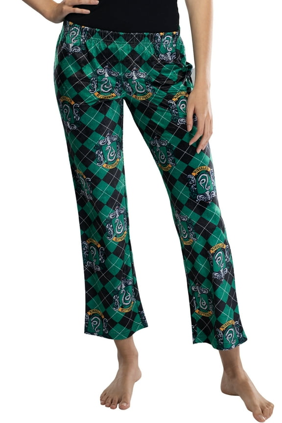 Harry Potter Junior Women's Hogwarts Houses Crest Cropped Lounge Pajama Pants Ravenclaw Hufflepuff Gryffindor Slytherin