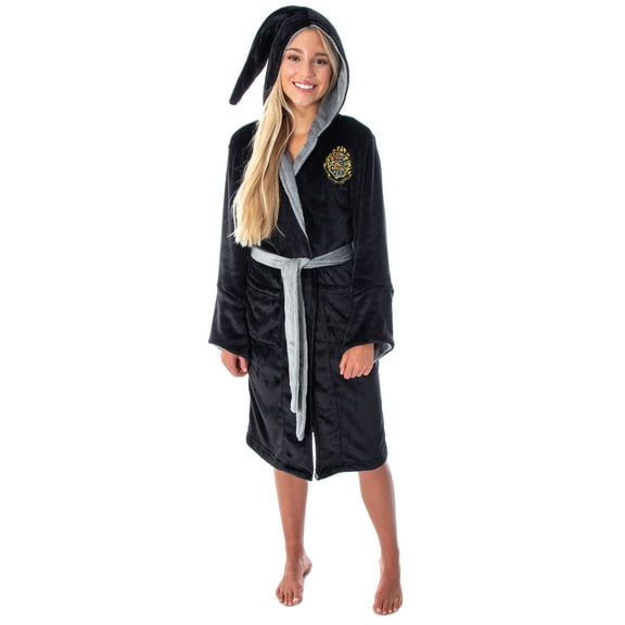 Harry Potter Juniors Womens' Fleece Costume Bathrobe Pajama Robe - Gryffindor Slytherin Hufflepuff Ravenclaw