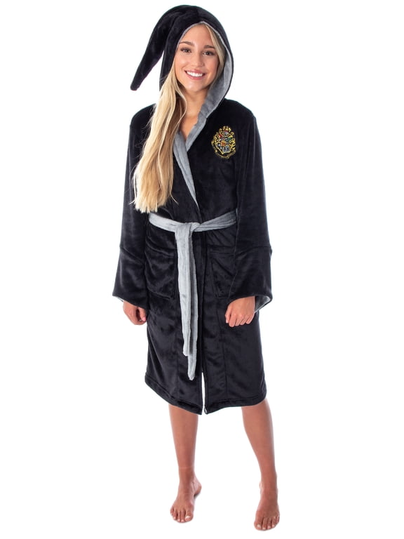 Harry Potter Juniors Womens' Fleece Costume Bathrobe Pajama Robe - Gryffindor Slytherin Hufflepuff Ravenclaw