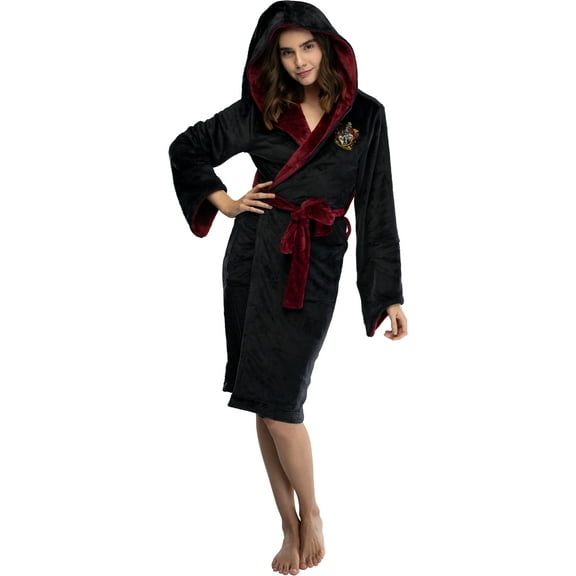 Harry Potter Juniors Womens' Fleece Costume Bathrobe Pajama Robe - Gryffindor Slytherin Hufflepuff Ravenclaw