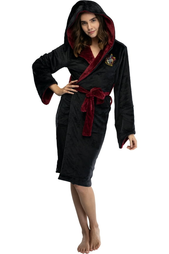 Harry Potter Juniors Womens' Fleece Costume Bathrobe Pajama Robe - Gryffindor Slytherin Hufflepuff Ravenclaw