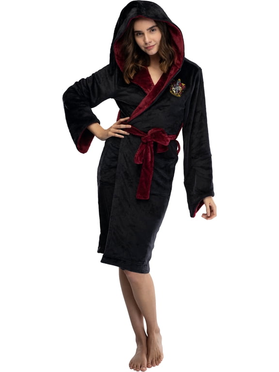Harry Potter Juniors Womens' Fleece Costume Bathrobe Pajama Robe - Gryffindor Slytherin Hufflepuff Ravenclaw