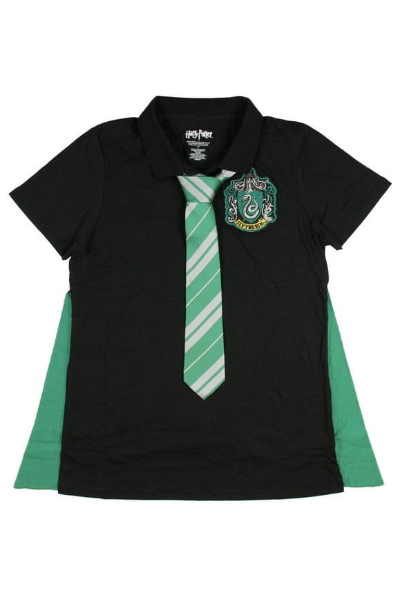 Harry Potter Juniors Slytherin Caped Polo Shirt with Tie