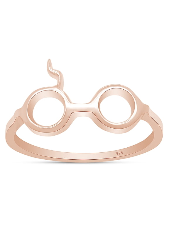 Lightening Scar Glasses Ring In 14K Rose Gold Over Sterling Silver-7