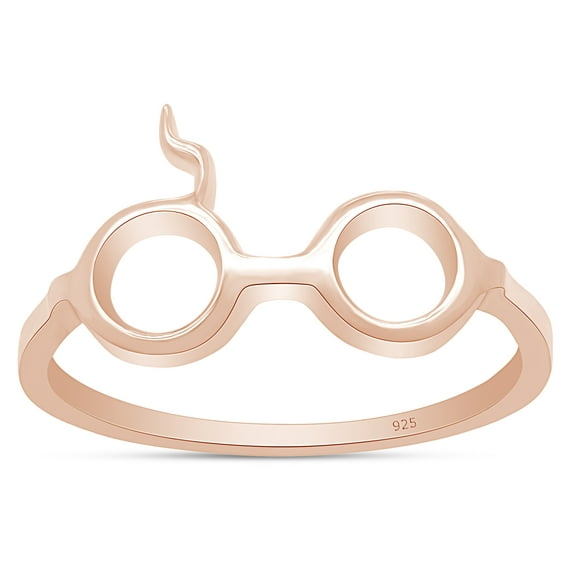 AFFY Lightening Scar Glasses Ring In 14K Rose Gold Over Sterling Silver-6