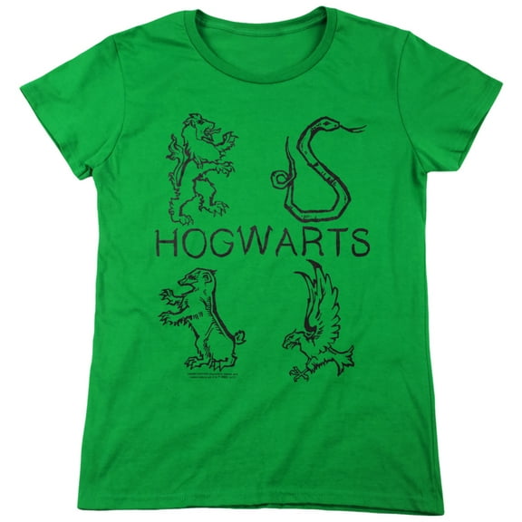 Harry Potter Literary Crests Women's T Shirt, Kelly Green, 2X-Large