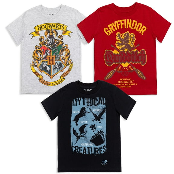 Harry Potter Little Boys 3 Pack Pullover T-Shirts Toddler to Big Kid