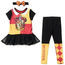 Harry Potter Little Girls Cosplay T-Shirt Dress Leggings and Headband 3 Piece Outfit Set Little Kid to Big Kid