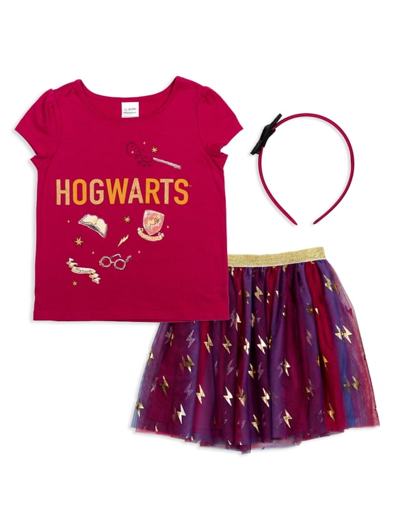 Little Girls T-Shirt Tulle Skirt and Headband 3 Piece Outfit Set Little Kid to Big Kid