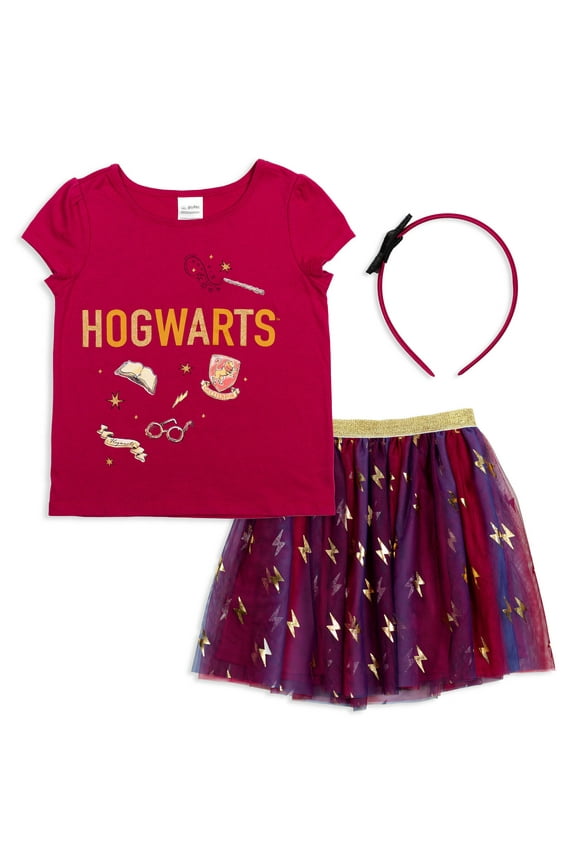 Little Girls T-Shirt Tulle Skirt and Headband 3 Piece Outfit Set Little Kid to Big Kid