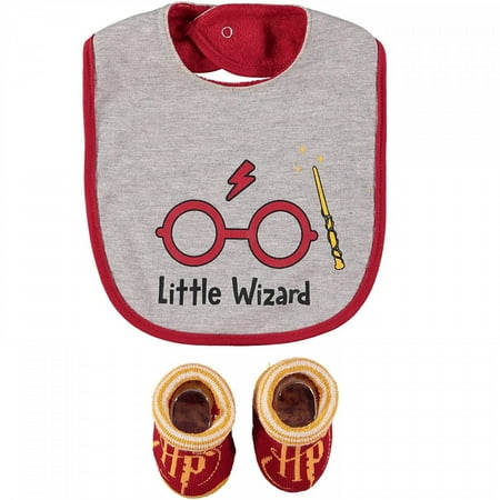 Harry Potter Baby Unisex Bibs and Bootie Set Gifts for Baby (Grey/Red/Yellow, 0-12 months)