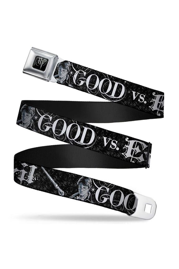 Logo Full Color Black White Harry Potter Good Vs. Evil Black Seatbelt Belt Standard