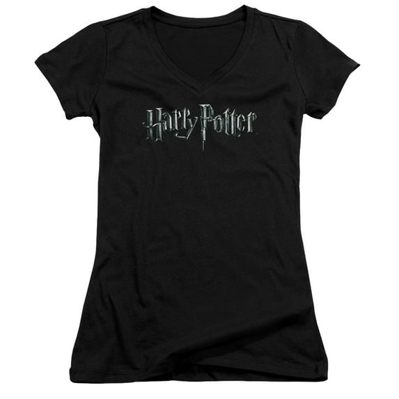 Harry Potter Logo Junior Women's T-Shirt V-Neck Black