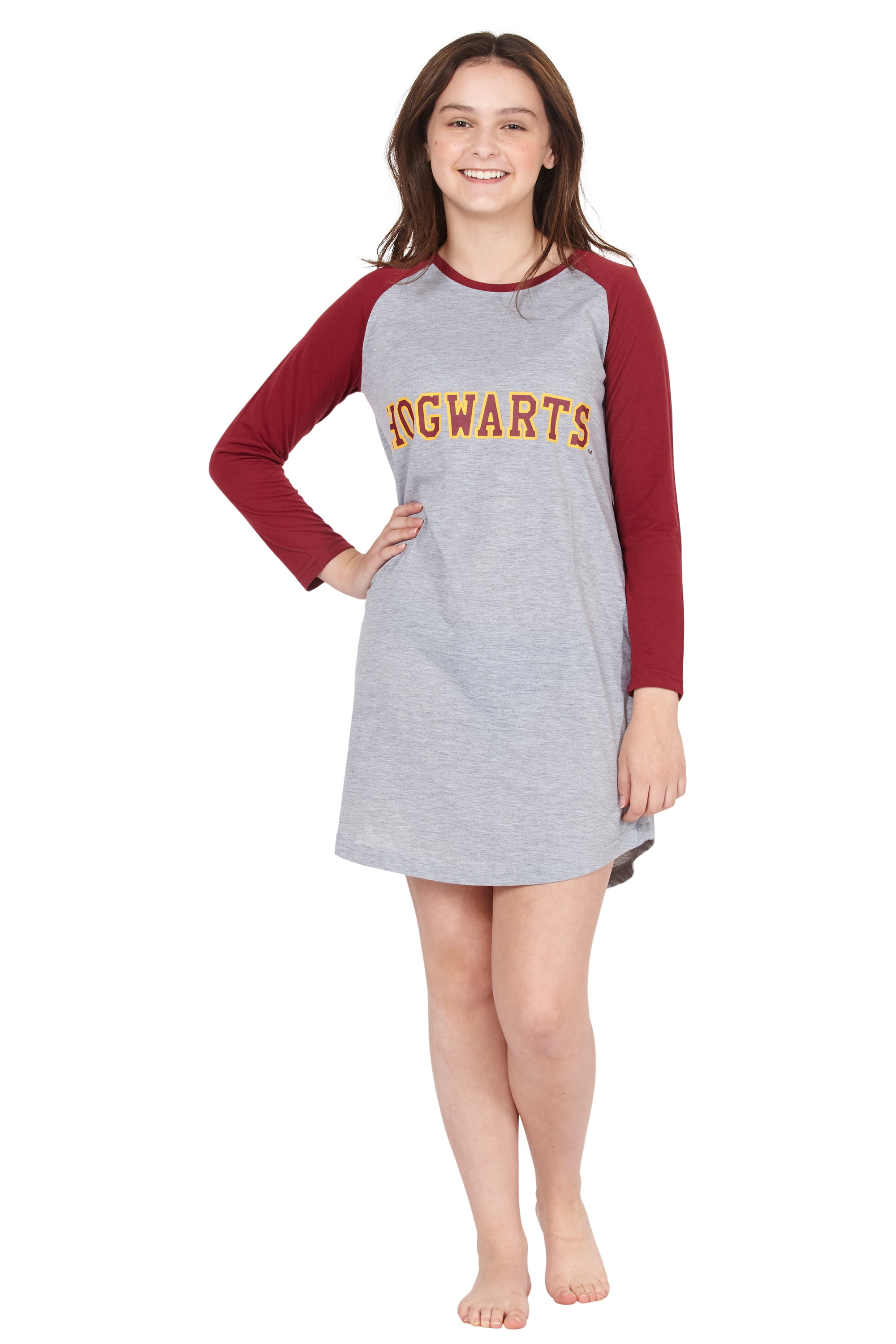 Harry Potter Long Sleeve Hogwarts Raglan Night Gown - Walmart.com
