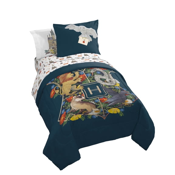 Harry Potter Magical World 5 Piece Twin Size Comforter Set with Sham - Bed Set for Kids and Teens