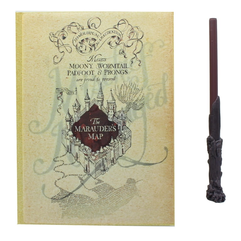 Harry Potter Gifts Wand Pen Set of 4 Stationery Supplies, Map