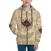 Harry Potter Marauder's Map Teenager Hoodies Shirt Zipper Sweatshirts Hooded Hoody Clothes Coat For Boys Girls