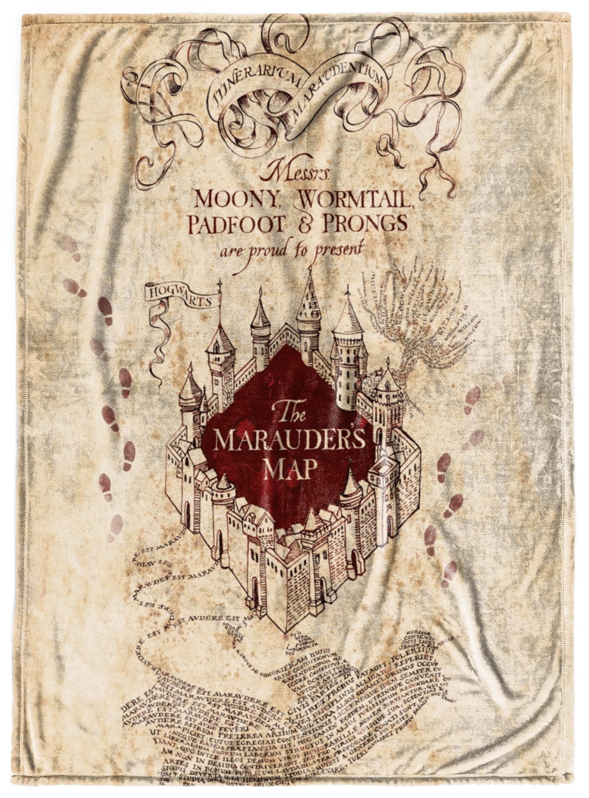 Harry Potter Hogwarts Marauders Map Soft Blanket, 50x70 inch Silk
