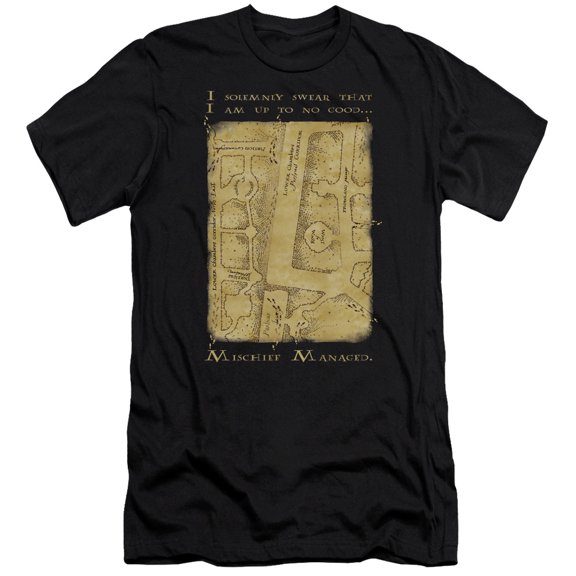 Harry Potter - Marauders Map Interior Words - Premium Slim Fit Short Sleeve Shirt - Small