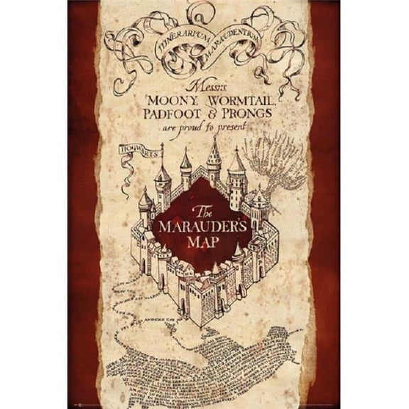 Harry Potter Marauders Map Poster Print, 24 x 36