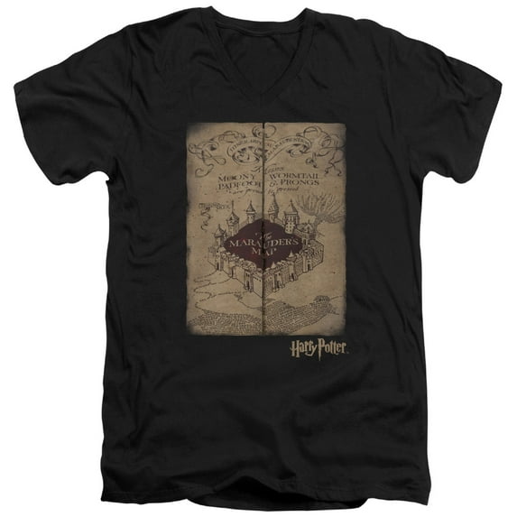 Harry Potter - Marauders Map - Slim Fit V Neck Shirt - Medium
