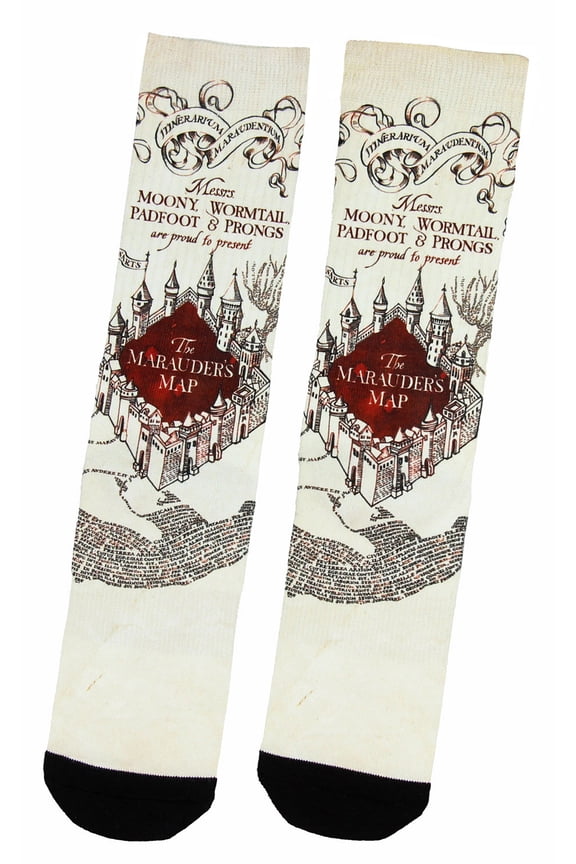 Harry Potter Marauders Map Sublimated Adult Crew Socks