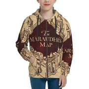 Harry Potter Marauders Map Teenager Hoodies Shirt Zipper Sweatshirts Hooded Hoody Clothes Coat For Boys Girls