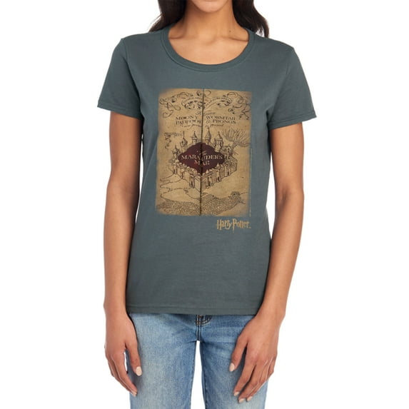 Harry Potter Marauders Map Women's T Shirt, Charcoal, X-Large