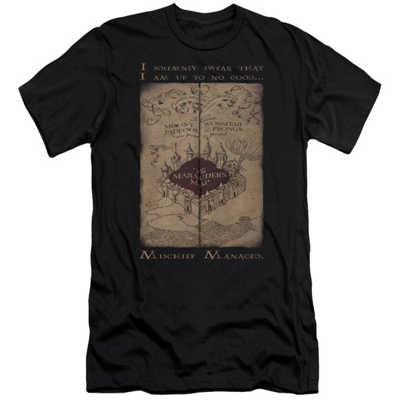 Harry Potter - Marauders Map Words - Premium Slim Fit Short Sleeve Shirt - X-Large