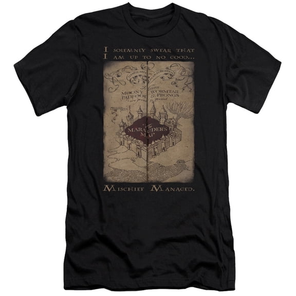 Harry Potter Marauders Map WordS/S S Adult 30/1 T-Shirt Black