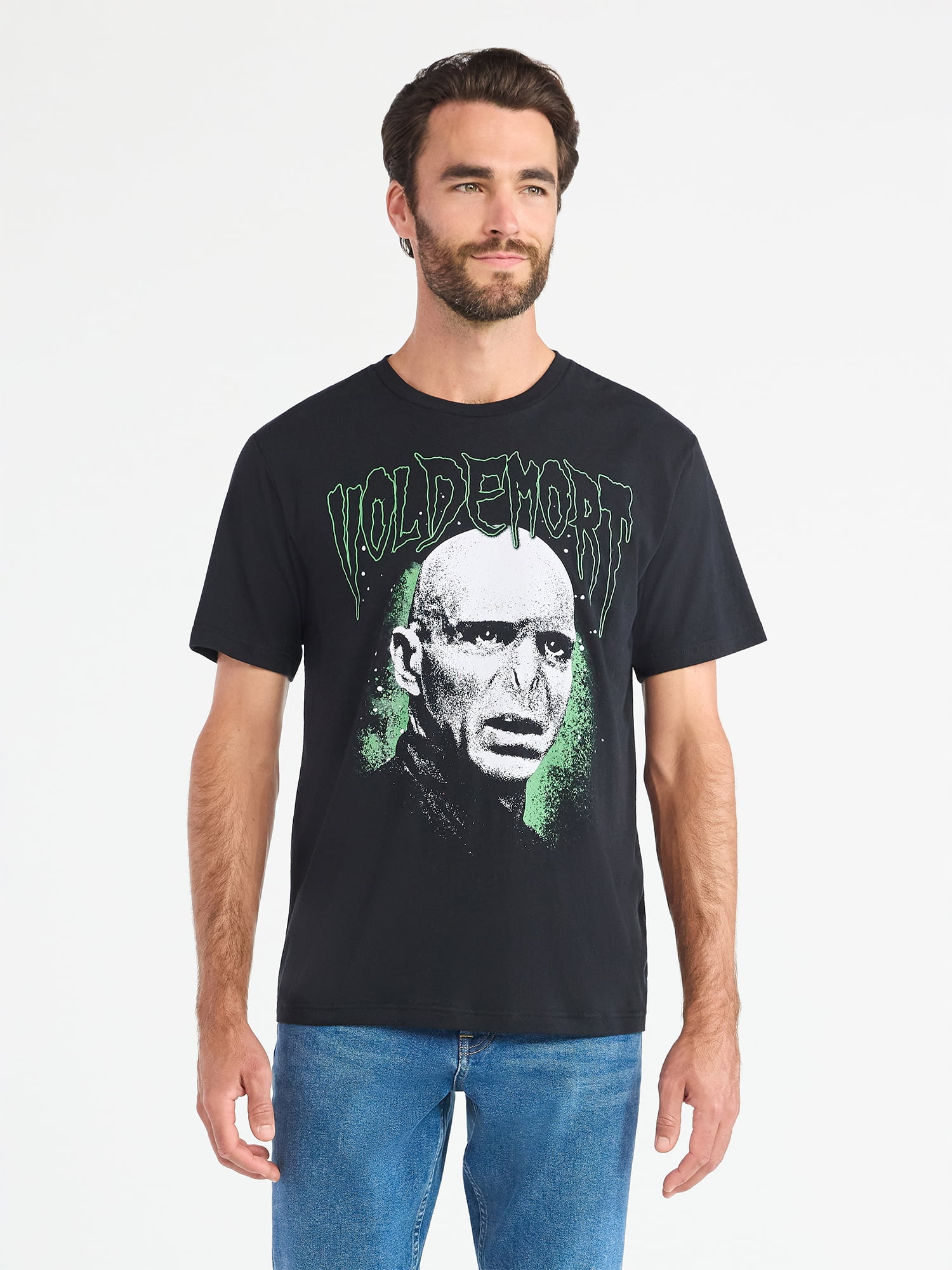 Harry Potter Men's and Big Men's Voldemort Front Back Graphic Tee with Short Sleeves, Sizes S-3XL