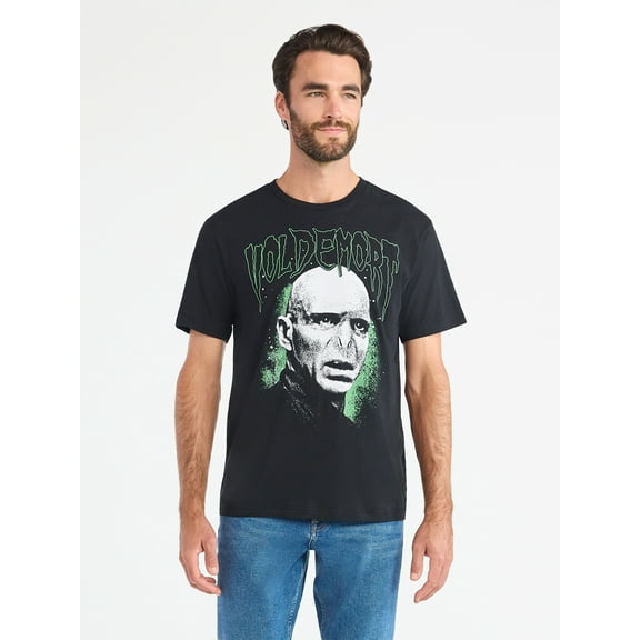 Harry Potter Men's and Big Men's Voldemort Front Back Graphic Tee with Short Sleeves, Sizes S-3XL