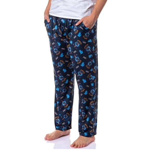 Harry Potter Men's Hogwarts Castle House Crest AOP Lounge Sleep Pajama Pants - Gryffindor Slytherin Hufflepuff Ravenclaw