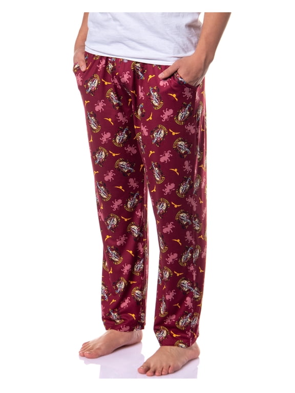 Harry Potter Men's Hogwarts Castle House Crest AOP Lounge Sleep Pajama Pants - Gryffindor Slytherin Hufflepuff Ravenclaw