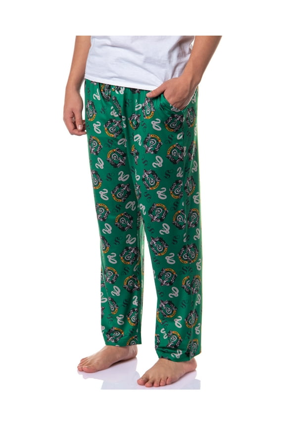 Harry Potter Men's Hogwarts Castle House Crest AOP Lounge Sleep Pajama Pants - Gryffindor Slytherin Hufflepuff Ravenclaw