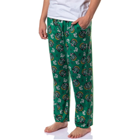 Harry Potter Men's Hogwarts Castle House Crest AOP Lounge Sleep Pajama Pants - Gryffindor Slytherin Hufflepuff Ravenclaw