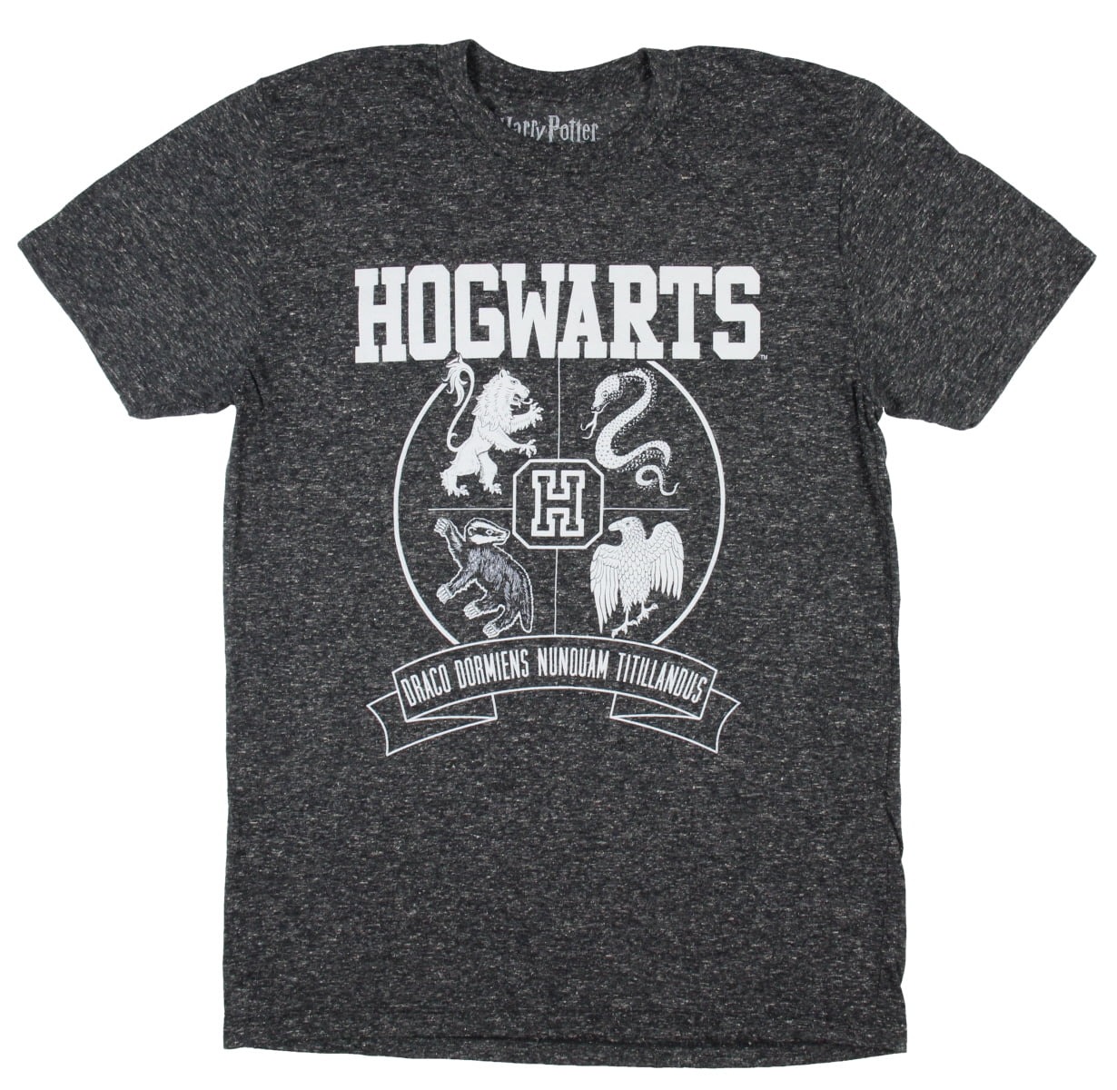 Harry Potter Men's Hogwarts Crest Draco Dormiens Nunquam Titillandus  T-Shirt, S