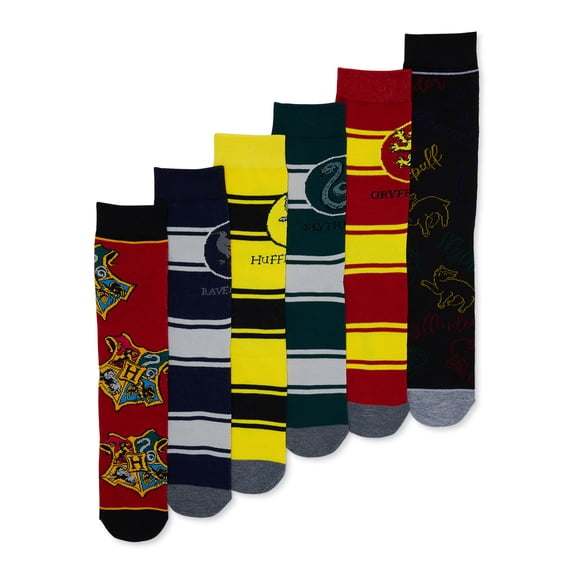 Harry Potter Men's Hogwarts Crew Socks, 6-Pack