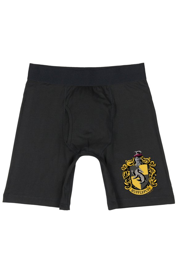 Harry Potter Men's Hogwarts Houses Crests Long Leg Boxers Underwear Boxer Shorts For Adults