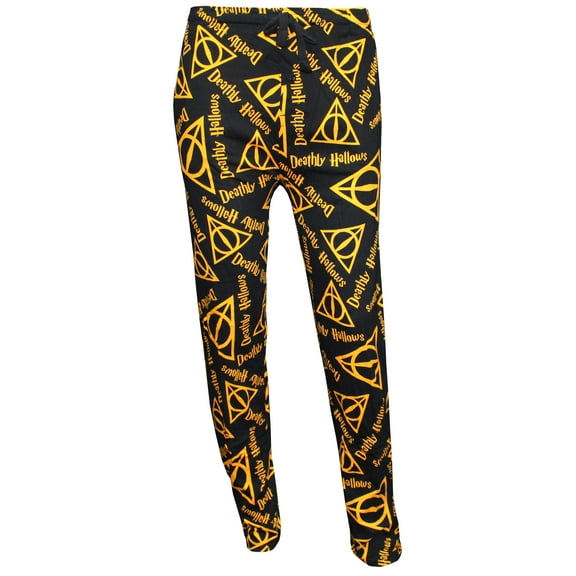 Harry Potter Mens Black Deathly Hallows Sleep Lounge Pants Pajama Bottoms XL