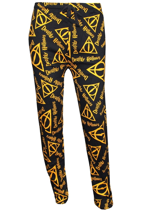 Harry Potter Mens Black Deathly Hallows Sleep Lounge Pants Pajama Bottoms XL