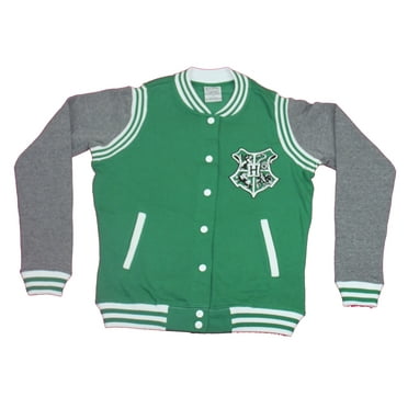 Harry Potter Mens Lettermans Jacket - 07 on Back Crest on Front Gray Sleeves (Small)