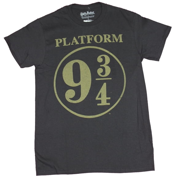 Harry Potter Mens T-Shirt - Gold Circled "Platform 9 1/2" (Medium)
