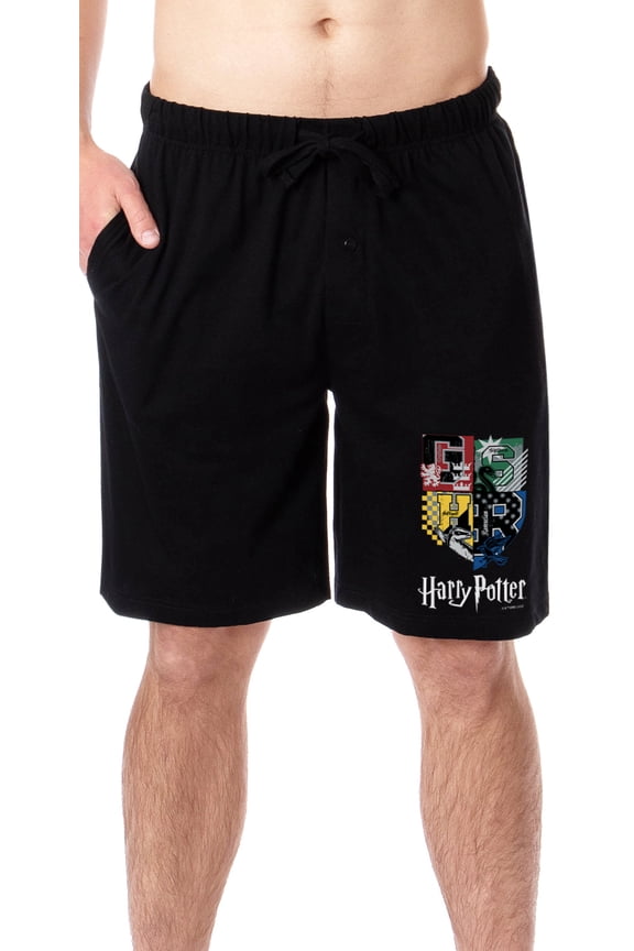 Harry Potter Mens' Wizarding World Hogwarts Crest Sleep Pajama Shorts