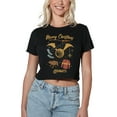 thumbnail image 1 of Harry Potter Merry Christmas From Hogwarts Women's Crop Top T-Shirt, Black, X-Large, 1 of 3
