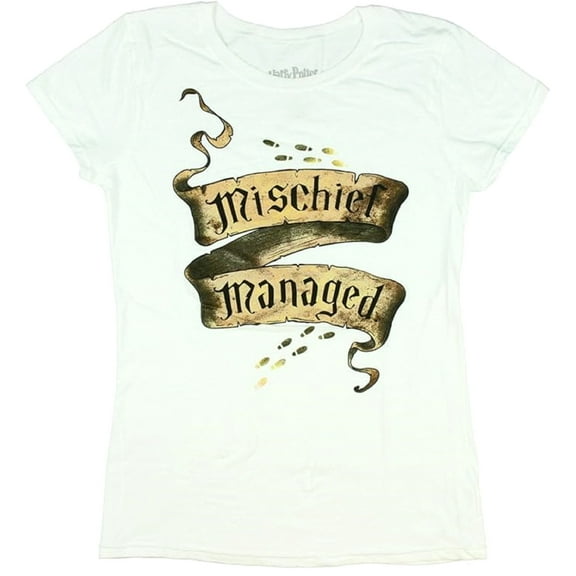 Harry Potter MisChief Managed Junior Women's White T-Shirt (Small)