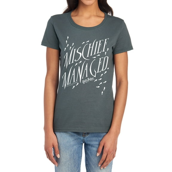 Harry Potter Mischief Managed 4 Women's T Shirt, Charcoal, Small