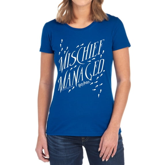 Harry Potter Mischief Managed 4 Women's T Shirt, Royal, Small