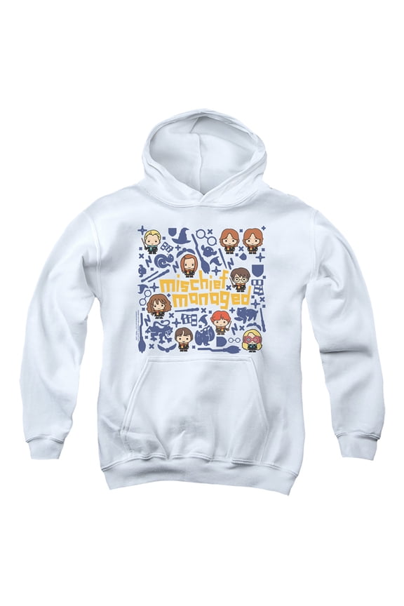 Mischief Managed Chibis Kids Pull-Over Hoodie (Small) for Youth Boys and Girls, White